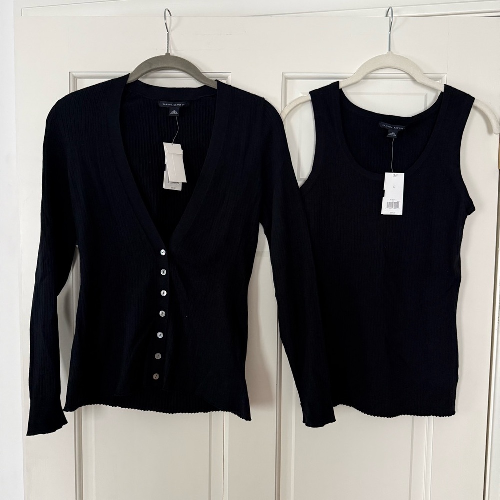 New!!  Banana Republic Black Ribbed Cardigan and Tank